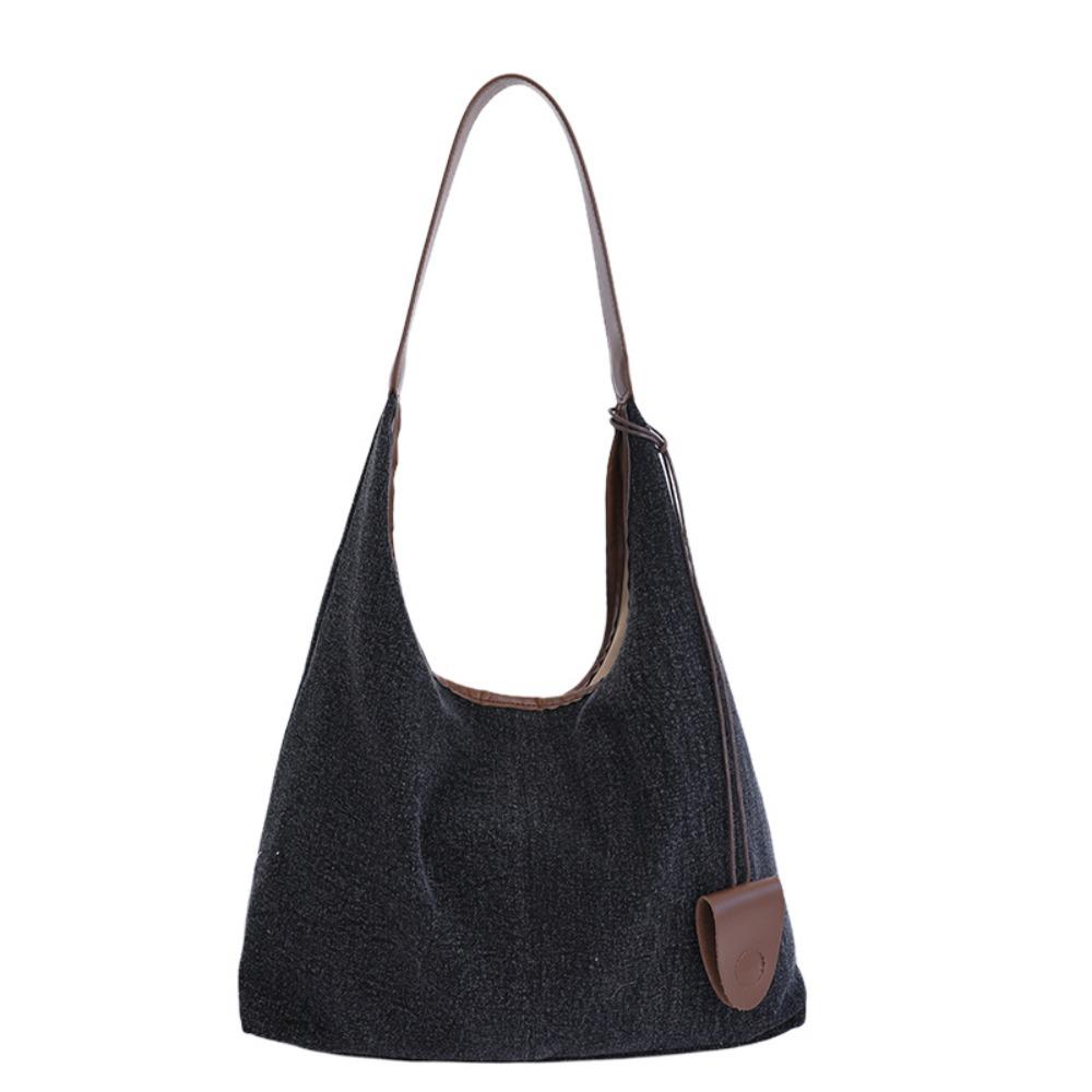 Harajuku Denim Tote Bag Korean Style Commuting Underarm Bag Leisure Canvas Shoulder Bag  Lady