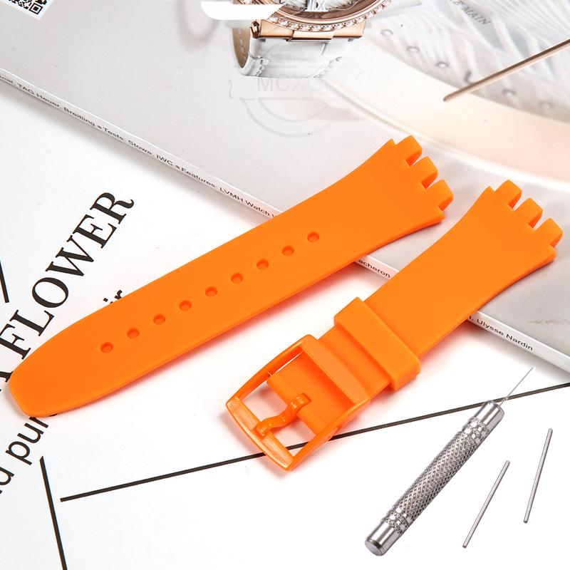 Silicone Strap For Swatch SUSB401 SUSW402 SUSN400 SUSL400 20MM Series Watchband Waterproof Replacement Watch Accessories