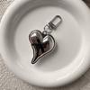 Love Heart Shaped Keychain Charm Pendant Silver Sturdy Alloy Keyring with Imitation Pearls for Bags Decoration