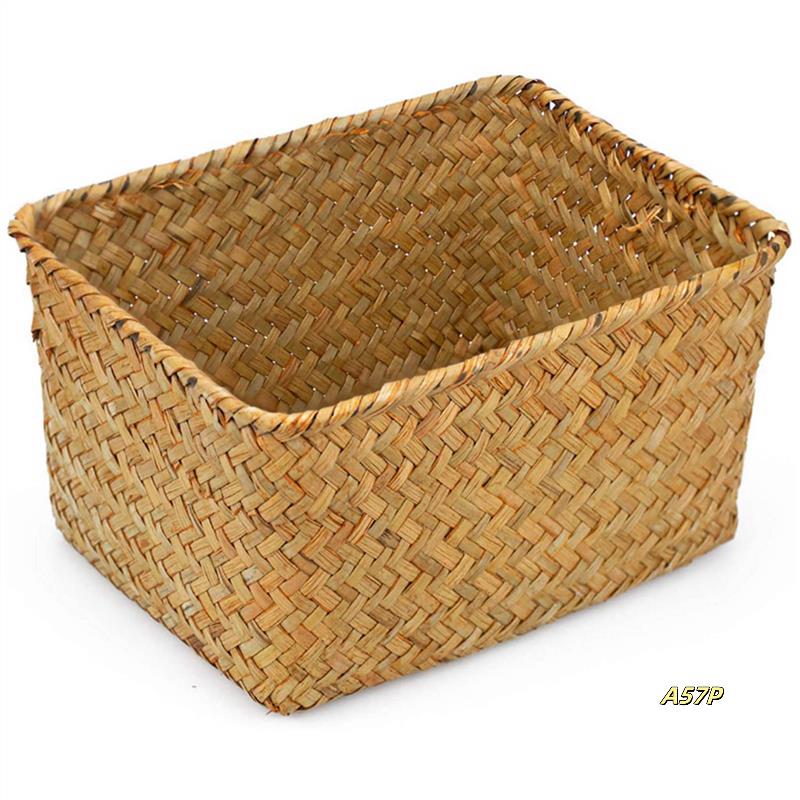 12X Seagrass Storage Basket, Multisize Handmade Rattan Shelf Baskets & Home Storage Bins Baskets For Decoration