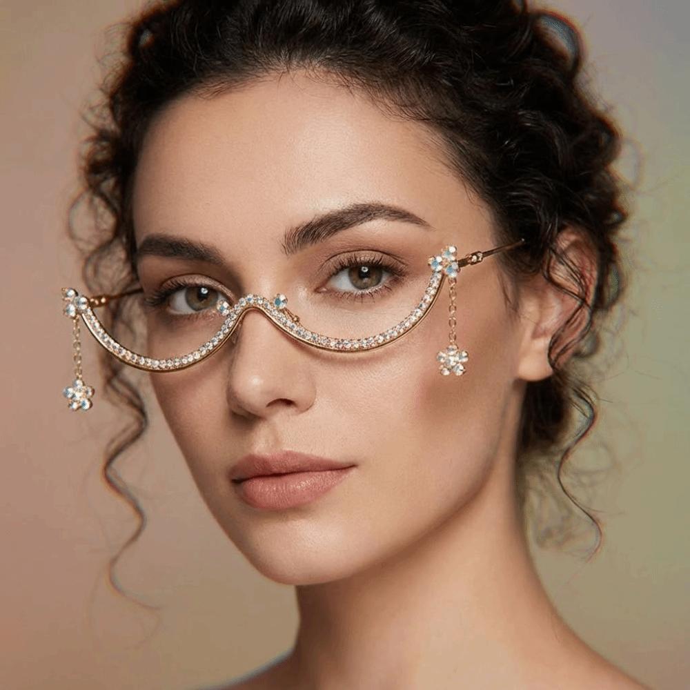 Light Luxury Rhinestone Glasses Frames Sparkling Girl Face Decoration  Masquerade Party