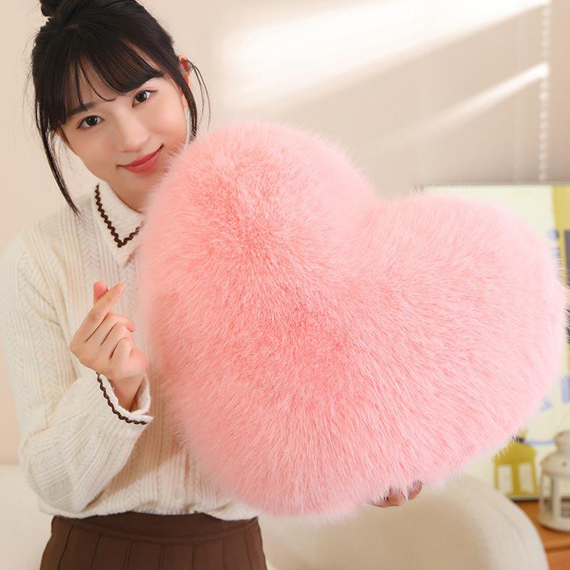 Heart-Shaped Faux Wool Love Pillow for Sofa and Office Chair Backrest