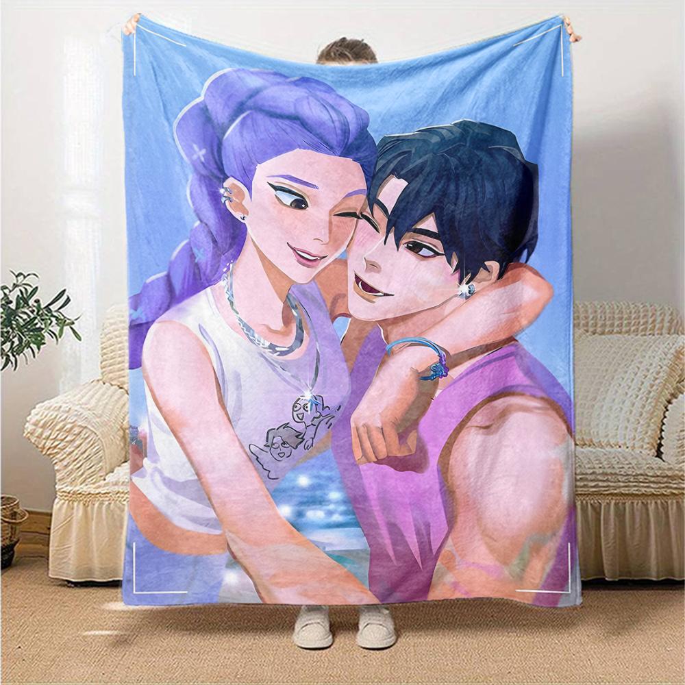 1pc KPop Demon Hunters19 Blanket, Gift, for Men and Women, Soft Blanket, Good for Sofa Bed Couch Travel, Lightweight Flannel Blanket