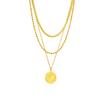 DIEYURO 316L Stainless Steel Round Portrait Coin Pendant Necklace For Women New Vintage Girls 3in1 Chains Jewelry Birthday Gifts