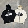 Oversized Y2K Streetwear Hooded Zip-Up Sweatshirt Men Women Loose Fit Graphic Print Long Sleeve Pullover