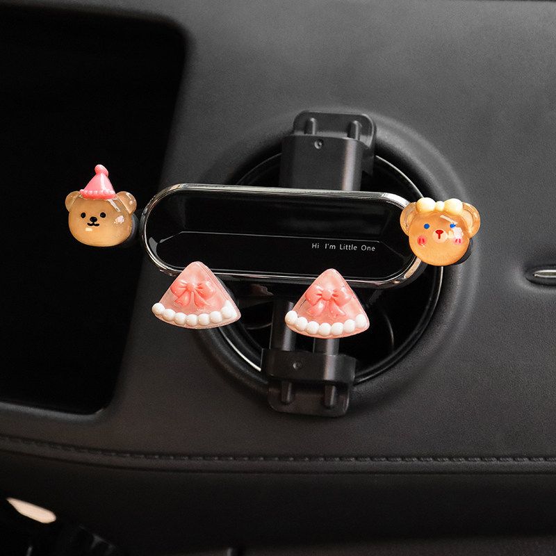 Car Phone Holder Car Navigation Special Cute Car Fixed Round Horizontal and Vertical Air Outlet Universal Mobile Phone Holder