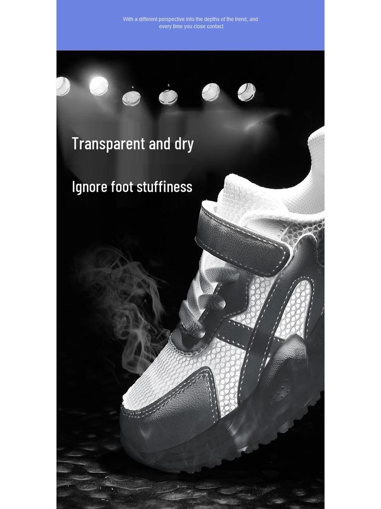 Kids' White Sports Shoes – Breathable Leather Sneakers for Boys and Girls, Ideal for Spring and Autumn Activities