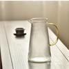 Simple Vertical Pattern Cold Water Kettle Stainless Steel Lid Household Hospitality Glass Pot Brewed with Fruit Tea Drink Cold White Cold Water Kettle