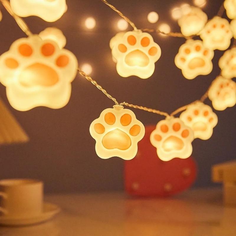 PVC LED Night Lights Cat Paw Waterproof Fairy String Lights USB/Battery Operated Eletricity Saving Garden Lamp Bedroom Decor