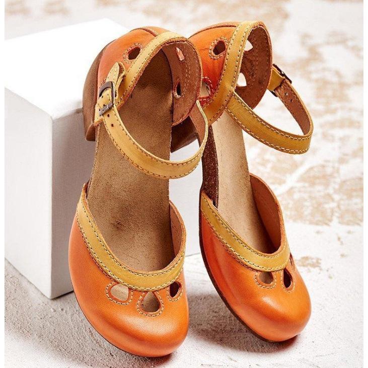 Neue Einzel-Schuhe mit dickem Absatz Damen lässige hohle Sandalen JGBN
