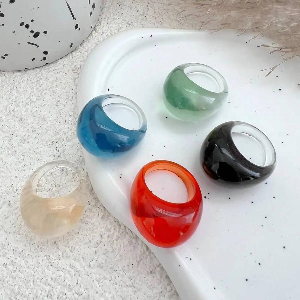 IngeSight.Z Bohemia Transparent Multicolour Resin Ring for Women Punk Exaggerate Geometric Chunky Ring Daily Jewelry Accessories