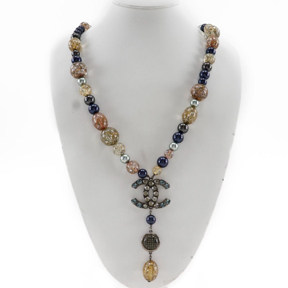 CHANEL COCO Mark Necklace multicolor metallic/Fake pearl/Rhinestone 147g Women Used