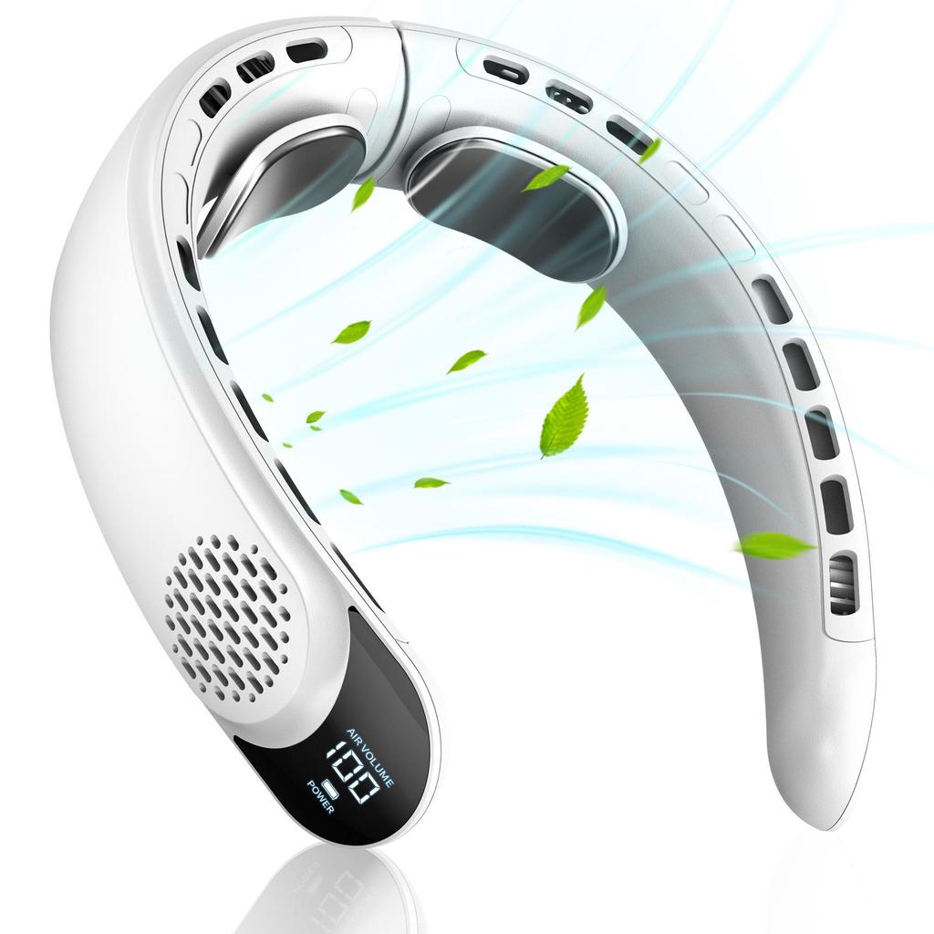 Bladeless Quad-Core Neck Fan: Portable, USB Rechargeable, High Wind Power for Outdoor Sports