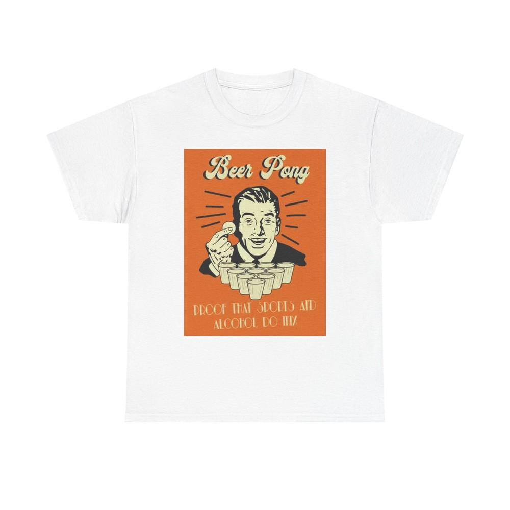 Beer Pong Sports T Shirt Funny Graphic Retro Vintage Unisex Heavy Cotton Tee