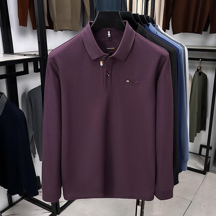 Men's Long Sleeve Lapel Polo Shirt - Versatile Casual Base Layer for Spring and Autumn.