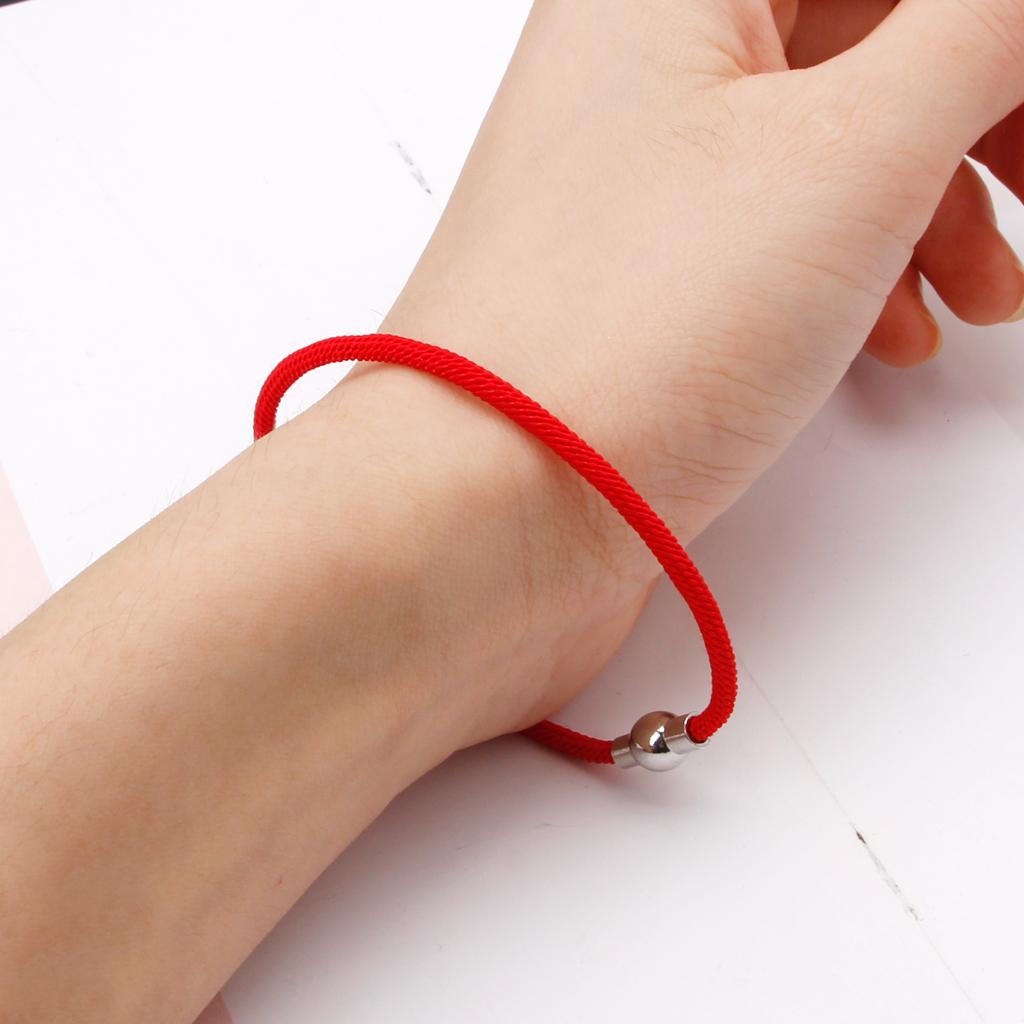Handmade Red Black Braided String Bracelet for w/ Magnetic Clasp Lucky Jewelry D
