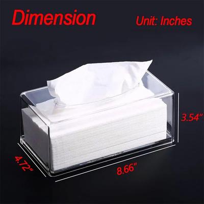 Quadratische, durchsichtige Taschentuchbox aus Acryl, rechteckige Boxabdeckungen, Serviettenboxhalter fürs Badezimmer, durchsichtiger Trocknertuchspender für den Tisch