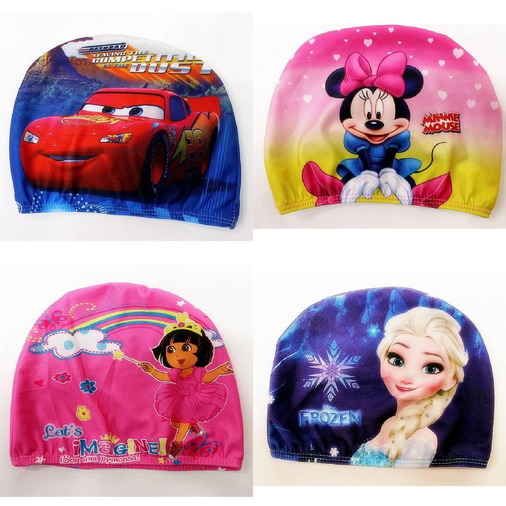 Children's Cartoon Swim Cap For Boys Girls Babies Polyester Colorful Cute Stylish Comfortable Swimming Hat