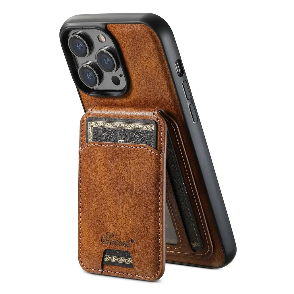 PU Leather Case for iPhone 16 15 Pro Max Plus iPhone 16 15 Pro 2 In1 Function Detachable Magnetic Card Bag Stand Feature Cover