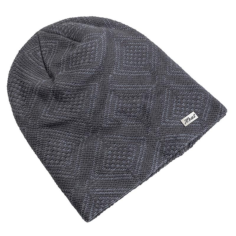 Unisex Warm Winter Hat HEAT Mark Skull Cap Diamond Grid Design Beanie Hat Thicken Winter Hats For Women Men Knit Hat
