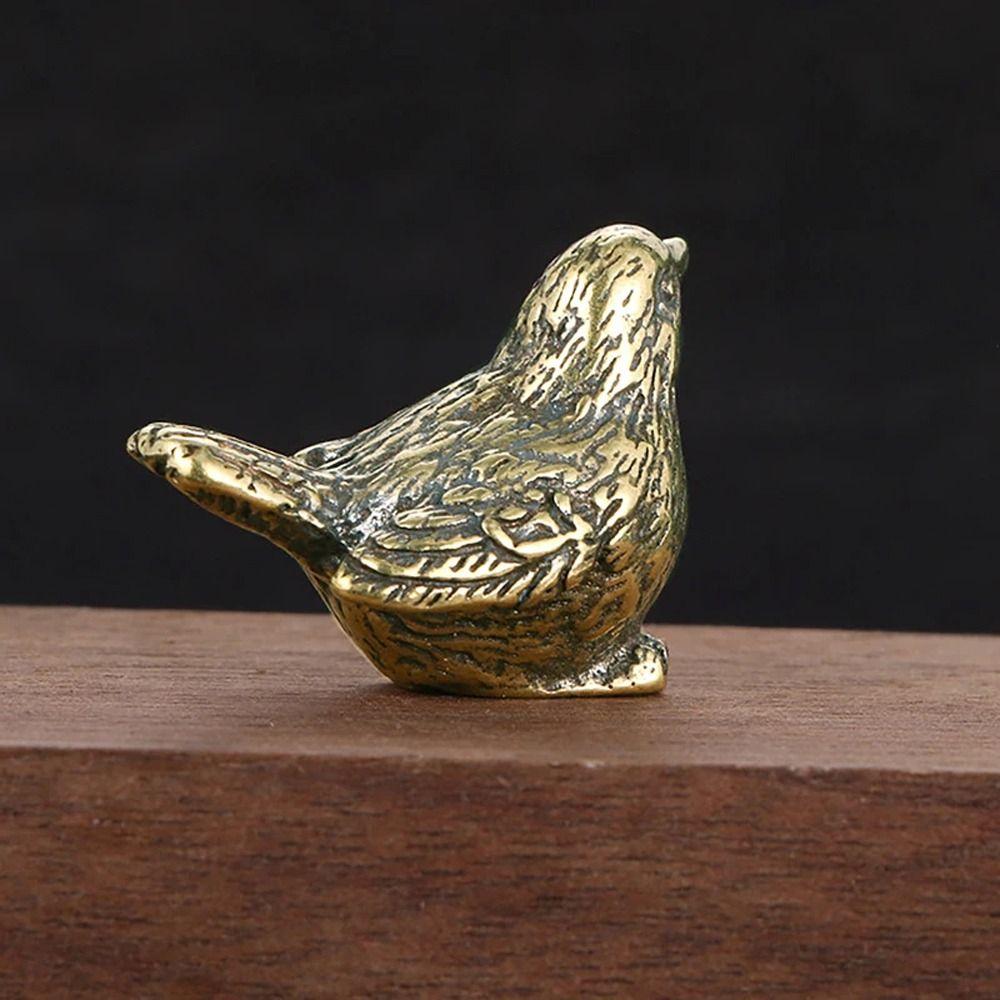 Lucky Brass Sparrow Statue Cute Sparrow Ornament Funny Miniature Sparrow Tea Pet  Home Desk Decor