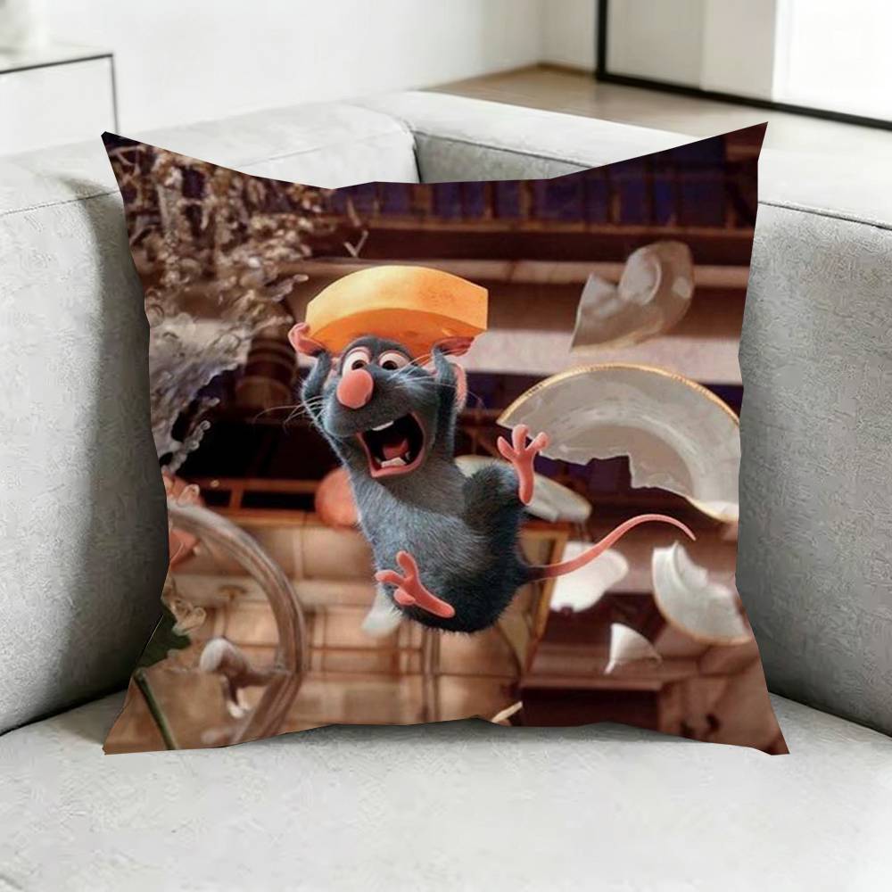 Cartoon Movie RatatouilleE Square DoubleSided printed Pillow Case Bedroom Bedside Pillow Sofa Cushion Cover Gift