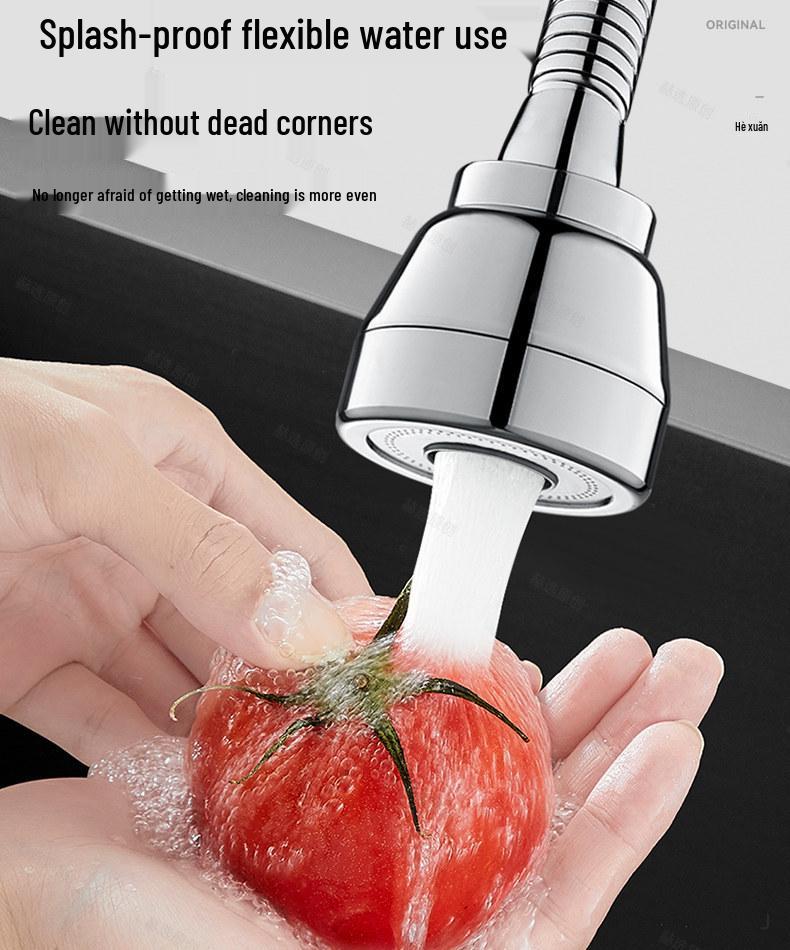 Universal Rotatable Shower Head with Splash-Proof Faucet Extension for Kitchen