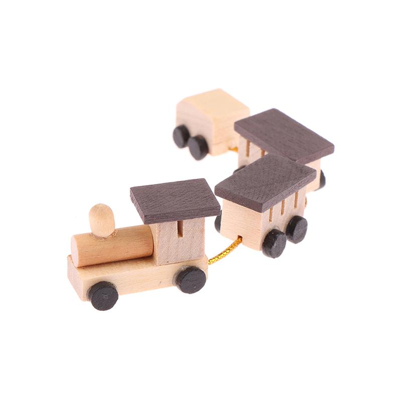 1:12 Dollhouse Miniature Wooden Train Mini Ornaments DIY Doll House Decoration Accessories Kid Pretend Play Toy