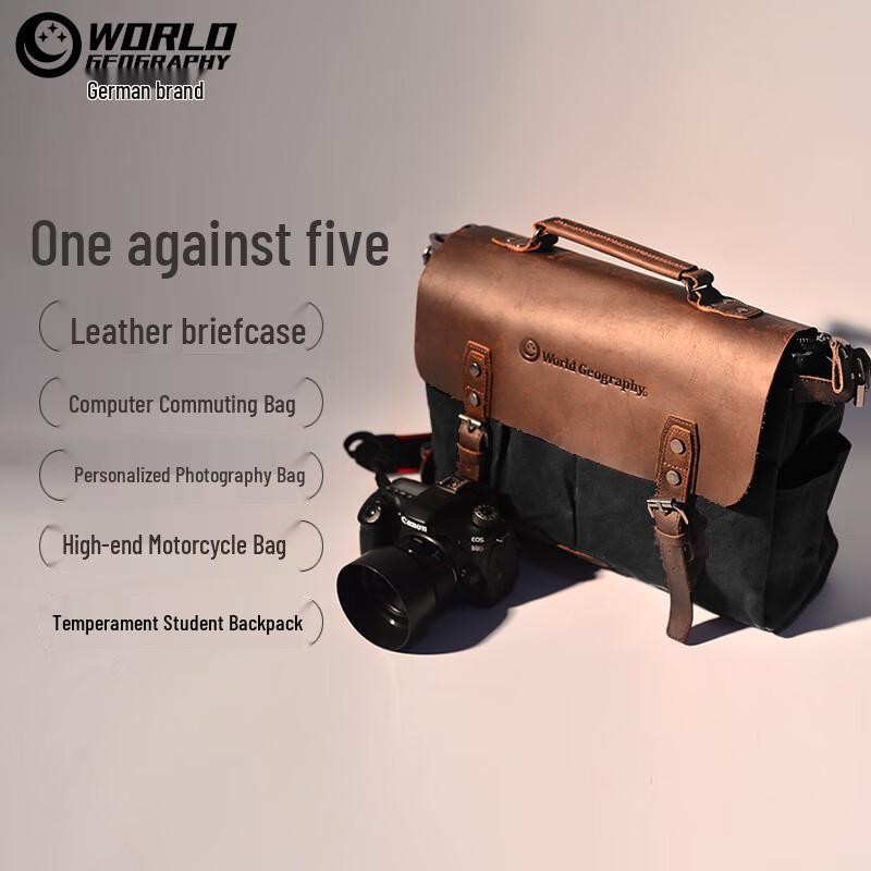 World Geography Vintage Genuine Leather Laptop Briefcase