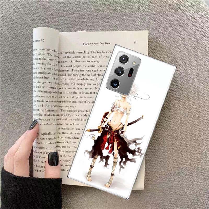 

Blood moon girl and Samurai Phone Case For Samsung S24 S23 FE S22 S25 Ultra S21 Plus Galaxy S20 FE S25 Edge Cover Capa Soft TPU Samsung S22 Ultra