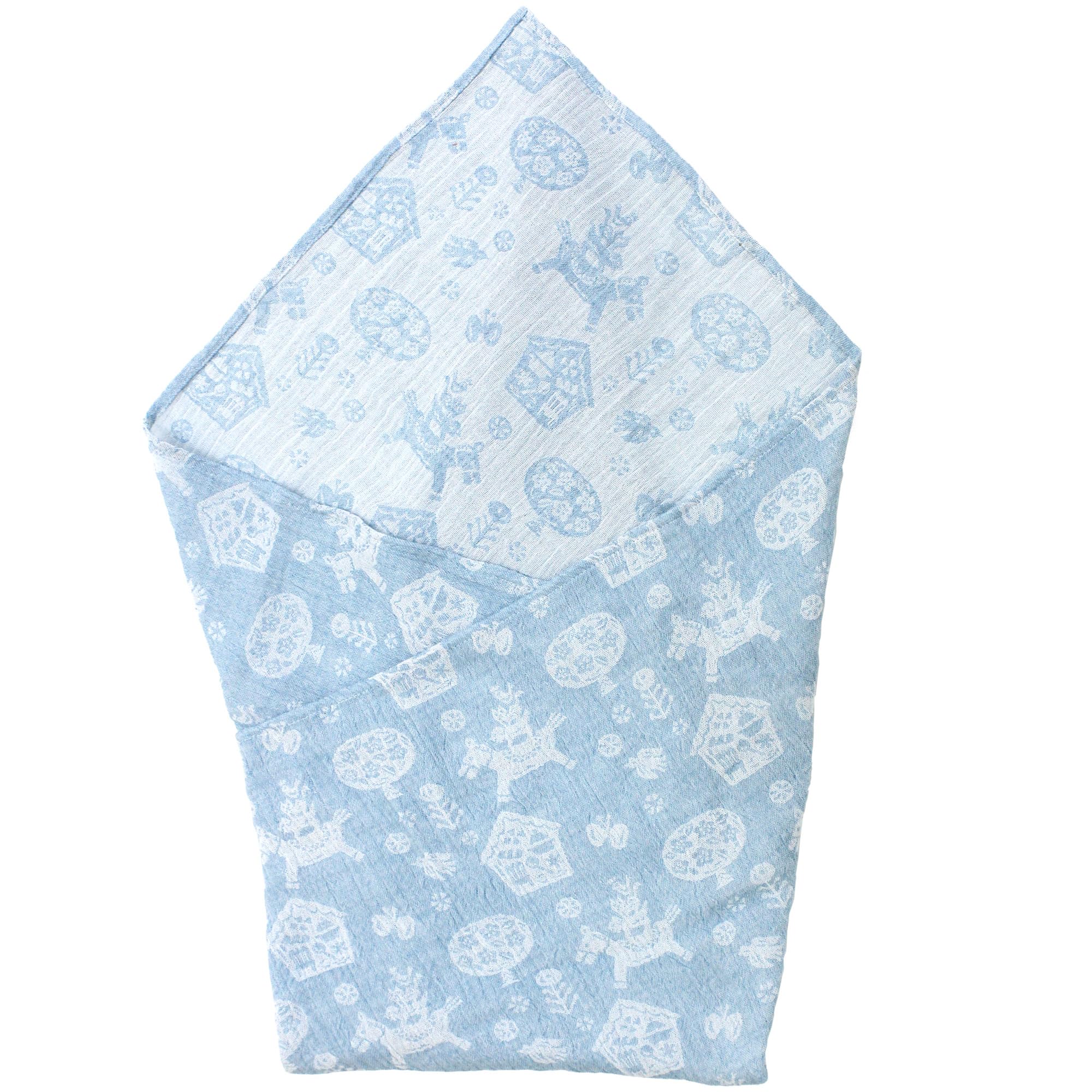 

hiorie Gauze Made in 100 x 100 Kinu Baby Uma Sax Double-Layer Swaddle, Japan, Approx. cm, Blanket,