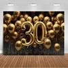 30th Birthday Party Decorations 30 Years Old Backdrop Supplies Black Gold Balloons Glitter Background Banner Photography Props