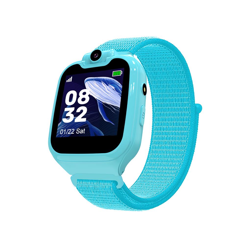 Niebieski smartwatch dziecięcy wodoodporny z funkcją sos i gps