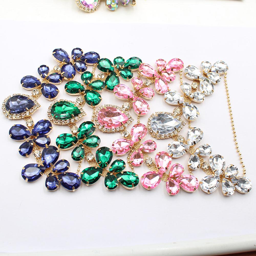 New 1 Piece 100 * 120mm Metal Summer DIY Bikini Beach Flip Flops Chain Rhinestone Decoration