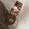 Leopard print cat lanyard is suitable for Apple 16 mobile phone case iphone15 silicone sheepskin Xiaomi 17promax new model.