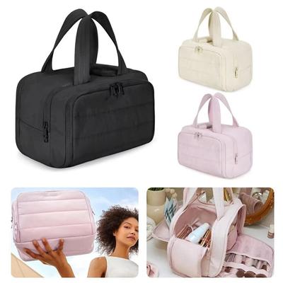 Double Side Open Travel Toiletry Bag Zipper Closure Portable Makeup Pouch  Women's Makeup