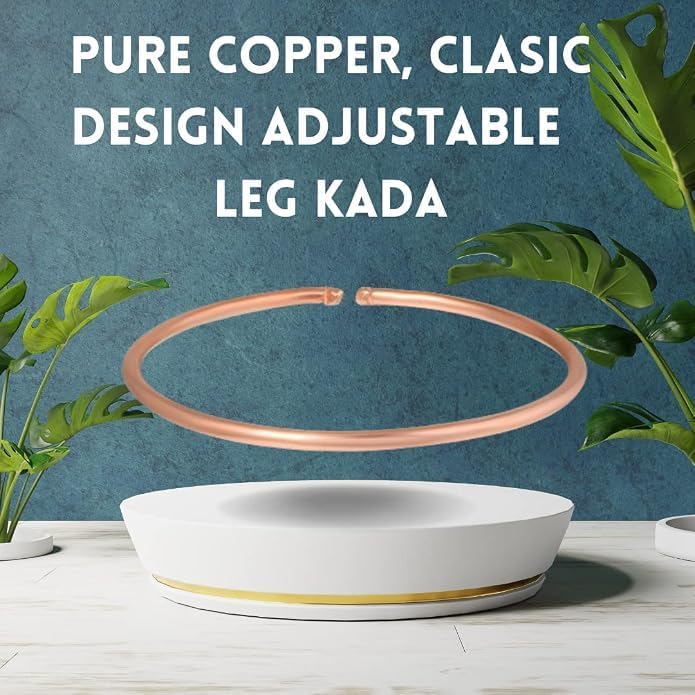Ayu Overseas 100% Reines Kupfer Verstellbares Knöchelarmband Kada Set! Traditionelles Design Bein-Kada für Männer und Frauen | Eleganter ethnischer Knöchelschmuck aus Kupfer für