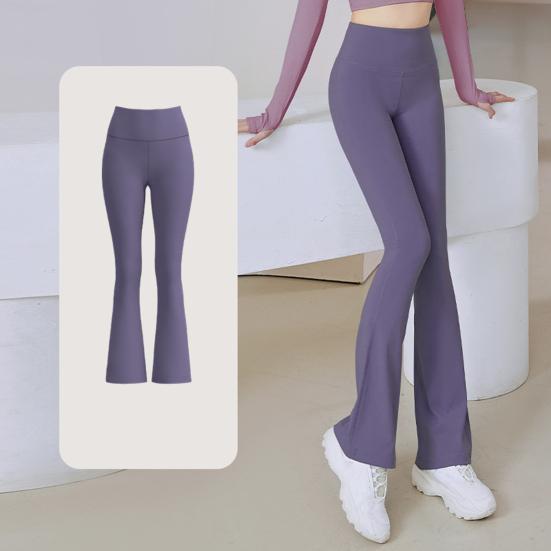 Women High Waisted Flaring Leggings Tummy Control Hip Lifting Yoga Pants Stretch No Front Seam Bell Bottoms Workout Trousers