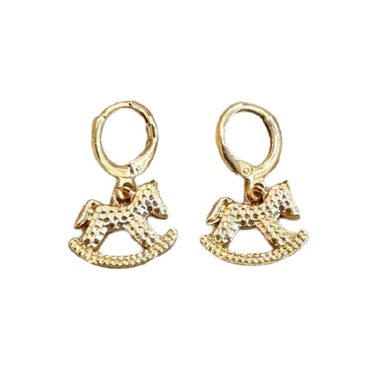 Unique Horse Theme Ear Studs Gold Finish and Stones Adorned for Parties Formal Event Elegant