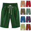 Dames Lin Casual Strandbukser Løse Ensfargede Shorts med Lommer Komfortable Femtedelsbukser