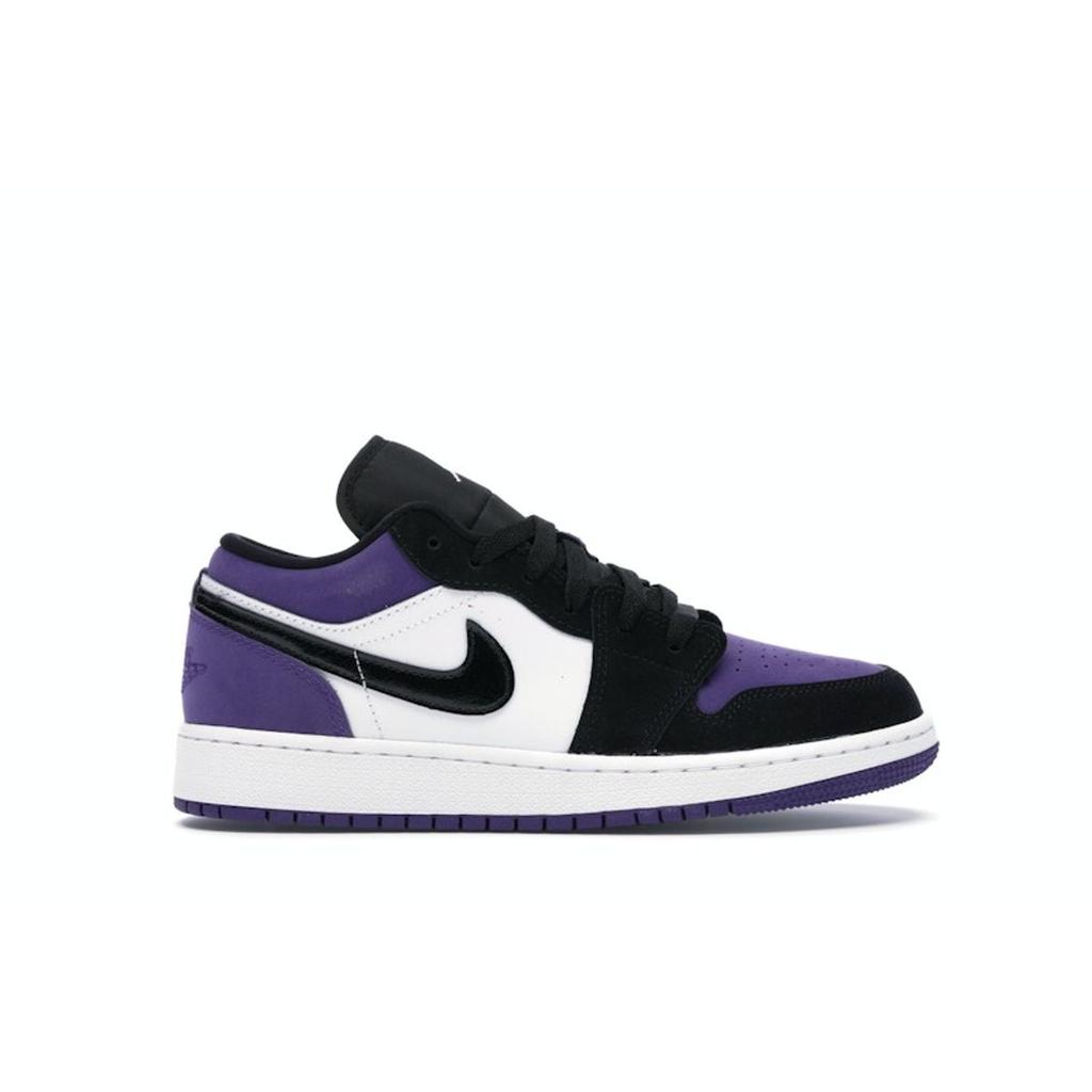 Air Jordan 1 Low GS Court Purple Kids Sneakers White Black 553560-125