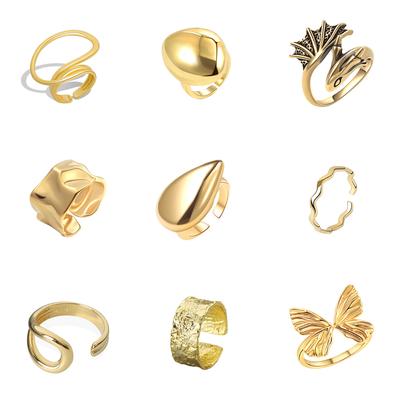 Fashion Personalized Index Finger Ring Niche Design Geometric Twist Open Ring Temperament Retro Couple Ring for Girlfriend Simple Geometric Ring