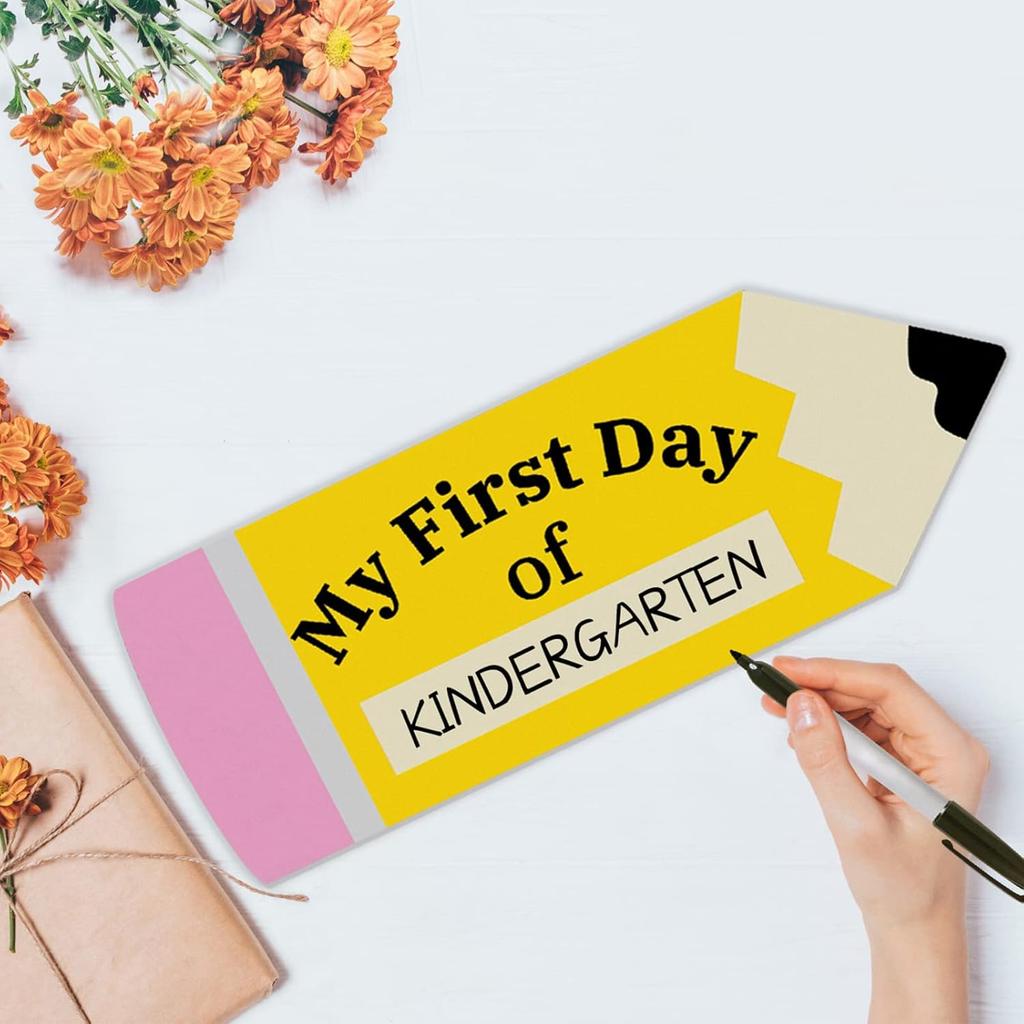 First Day of School Board - Double-Sided Printing Pencil First and Last Day of School Sign - 1st Day of Kindergarten Preschool Chalkboard for Back to
