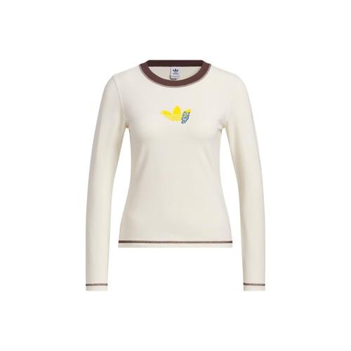 

adidas Originals Slim Fit Versatile Long-Sleeve T-Shirt for Women, White 2XS