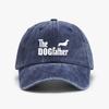 Fashion THE DOGFATHER Dachshund Sausage Dog Cap Funny Washed Distressed Denim Baseball Caps Adjustable Snapback Hat