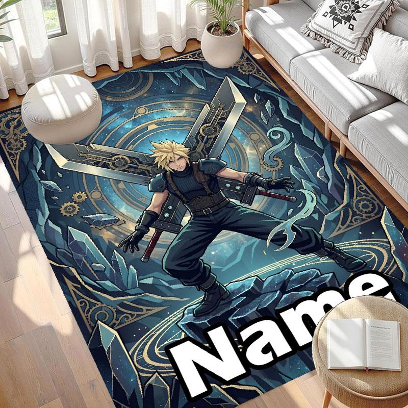 Benutzerdefinierter Name Personalisierter Final Fantasy Druck Teppich, Vielseitiger Heimdekor Teppich, für Spielzimmer, Wohnung, Balkon, Eingangsbereich, Flur Geschenk