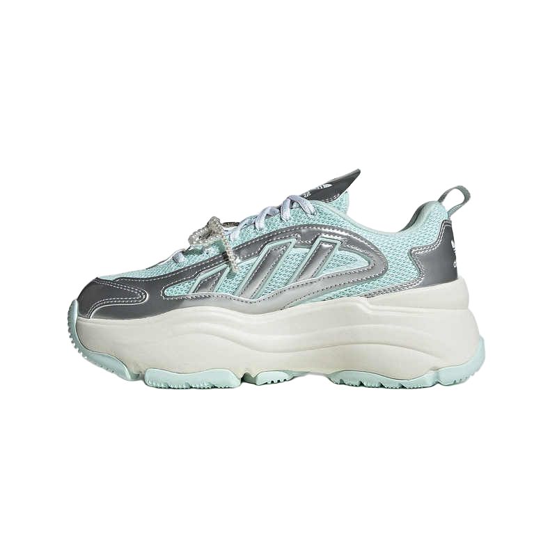 Adidas Originals Ozgaia Fabric Synthetic Leather Soft Comfortable Non-Slip Wear-Resistant Low-Top Dad Shoes Women Sneakers Green Silver JS1661