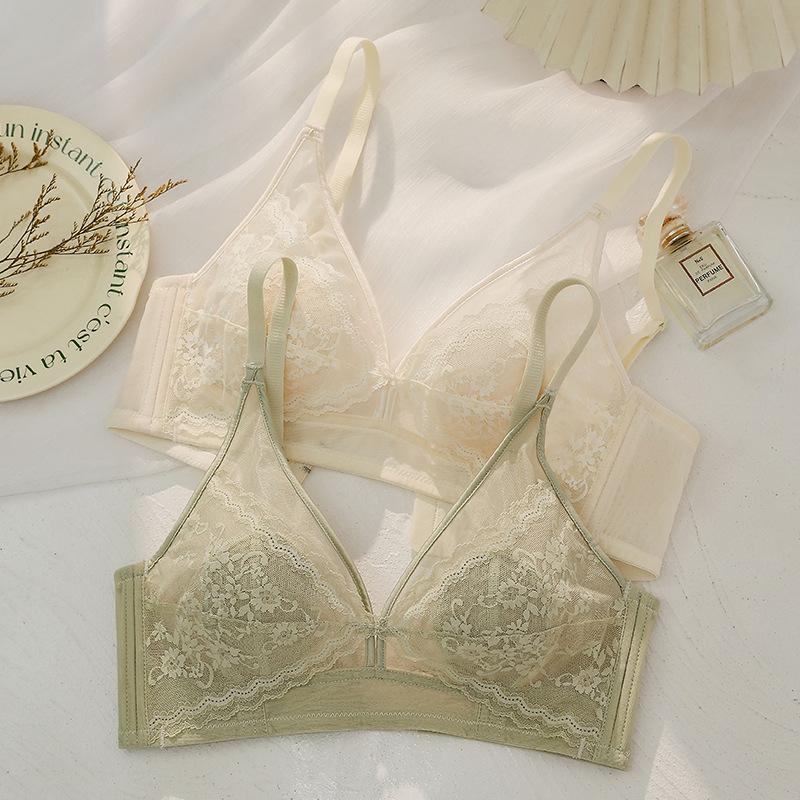Female Thin Small Chest Bra Upper Support Gathering No Steel Ring Bra No Sponge Ultra-thin Bra Big Chest Small Chest