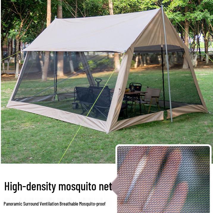 8-12 Person Portable Outdoor Mesh Canopy Tent with Mosquito Net, Sun & Rain Protection for Camping and Beach.