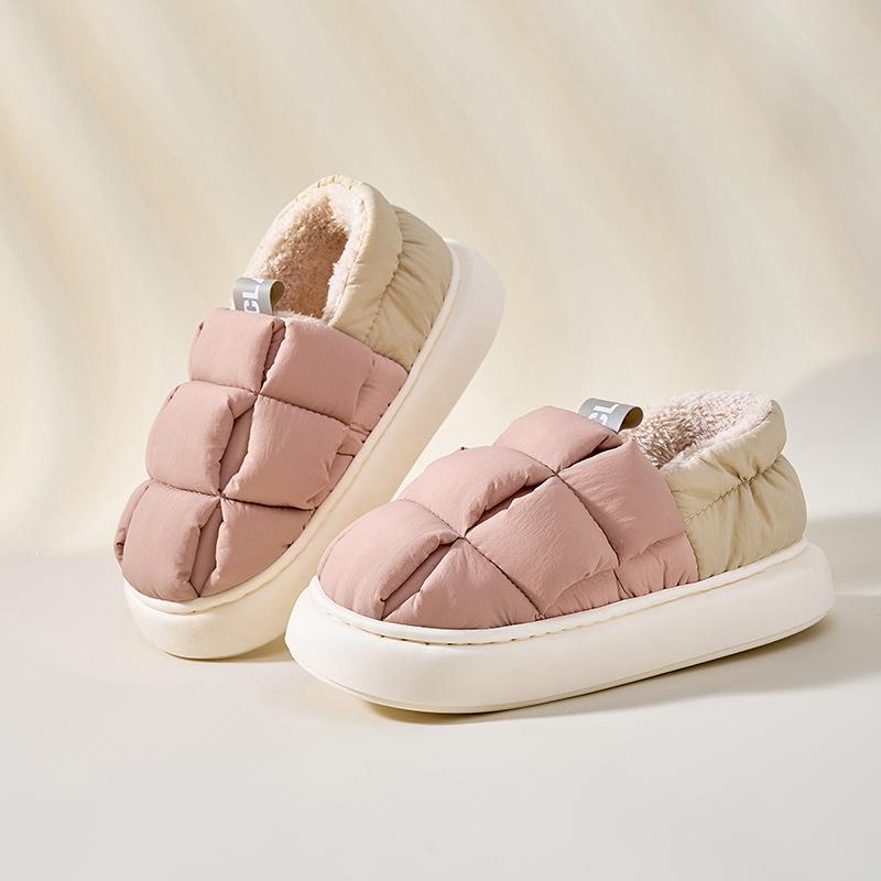 

Small briquettes all-inclusive cotton shoes, winter couple models, indoor home waterproof, non-slip and warm, piled thick cotton slippers 44-45 (suitable for 43/44 feet)